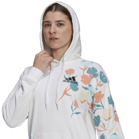 Adidas Women's Plus Size Floral Graphic Hoodie HB4572 White 3x NEW NWT - Picture 8 of 16